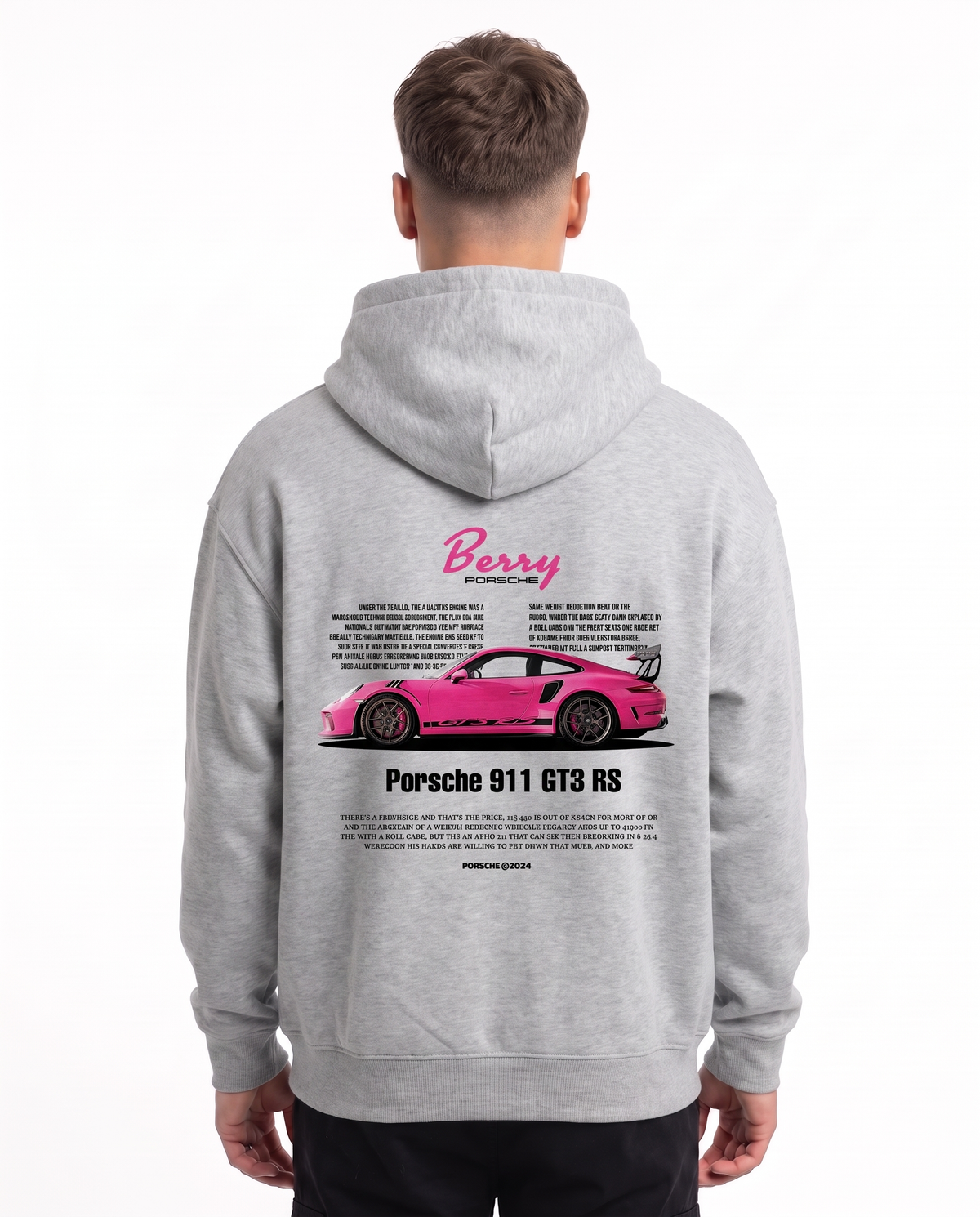 Porsche 911 GT3 RS Oversized Zip Hoodie Light Asphalt – Rückseite