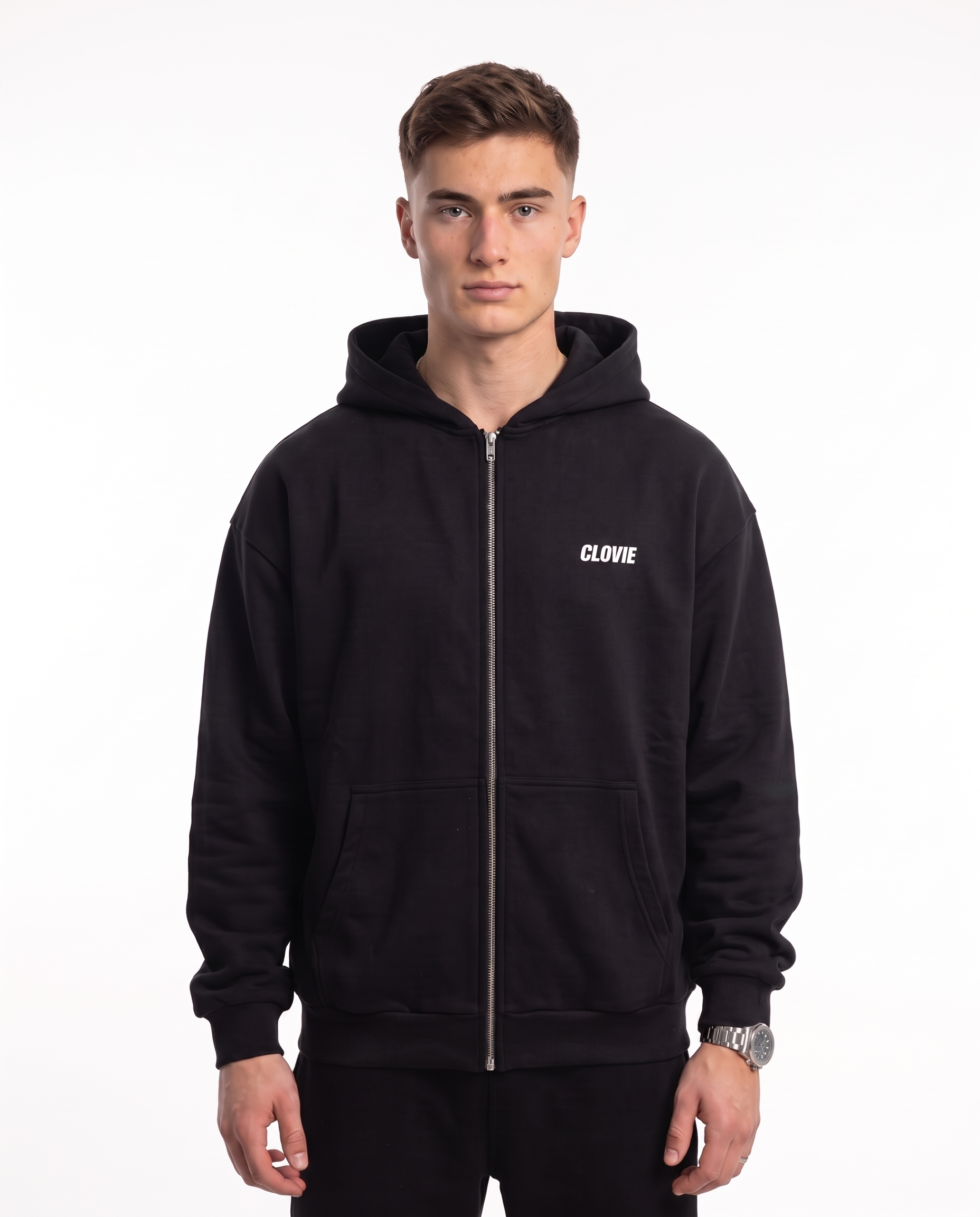 Porsche 911 GT3 RS Oversized Zip Hoodie Black – Vorderseite