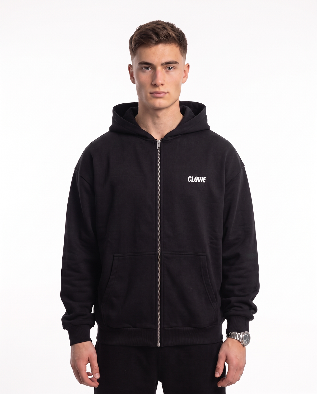 Porsche 911 GT3 RS Oversized Zip Hoodie Black – Vorderseite