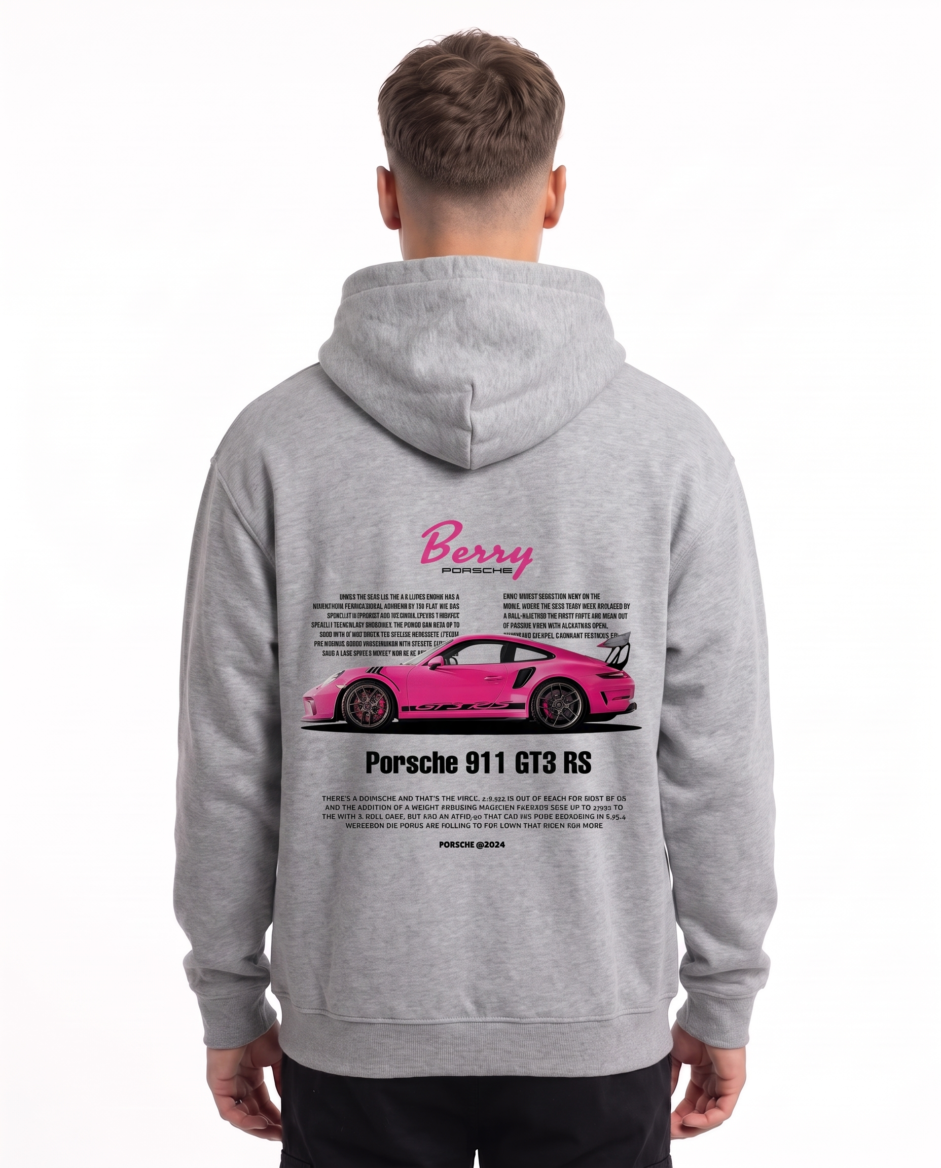 Porsche 911 GT3 RS Hoodie Heather Grey – Rückseite