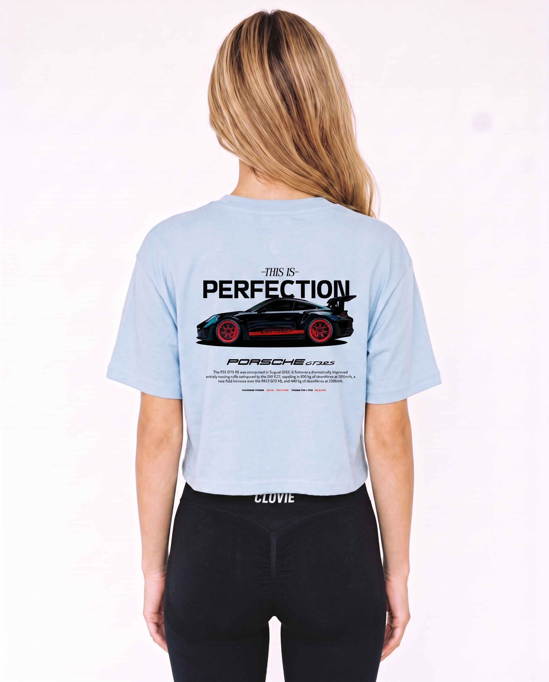 Porsche GT3 RS Cropped Tee Sky Blue – Rückseite