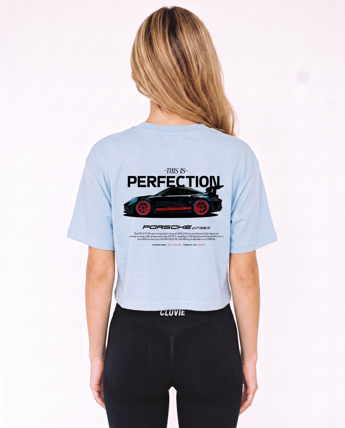 Porsche GT3 RS Cropped Tee Sky Blue – Rückseite