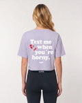 Text me Cropped Tee Soft Lilac - female model back print