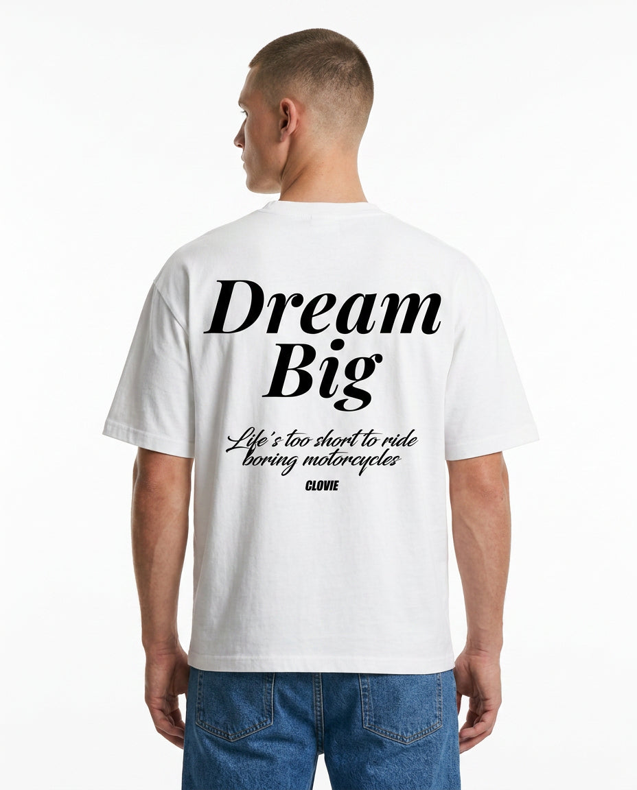 Dream big Oversized Tee White - model front print