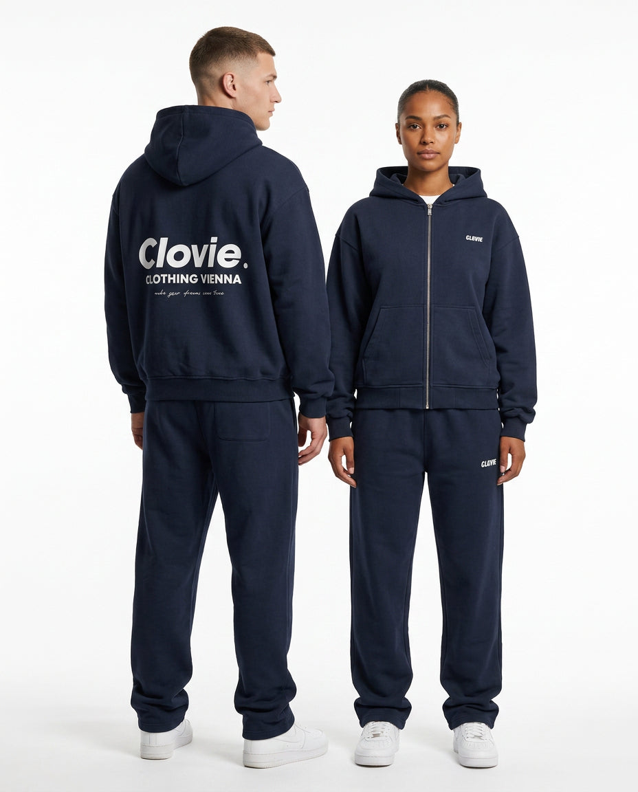 Make your dreams come true Zipper Tracksuit French Navy - CLOVIE