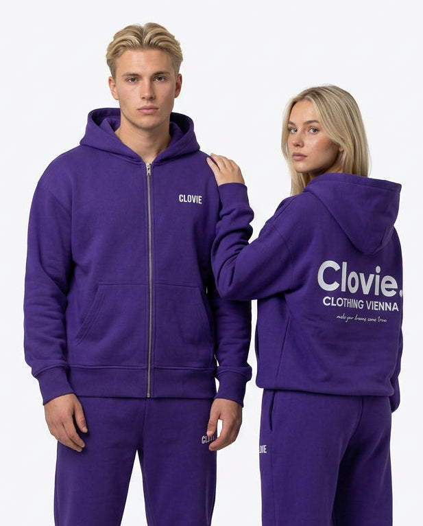 Make your dreams come true Oversized Zip Hoodie Purple - CLOVIE