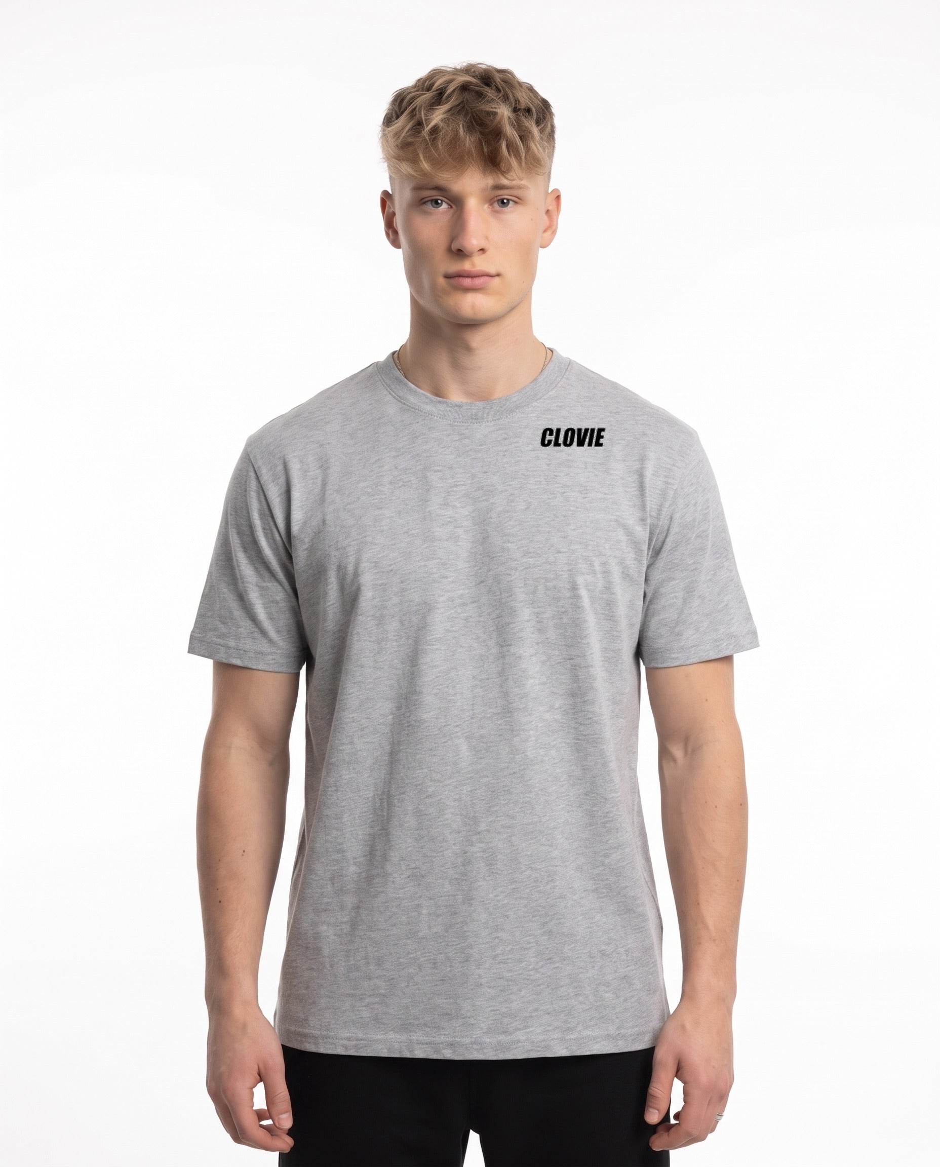 Porsche 911 GT3 R T-Shirt Heather Grey – Vorderseite mit CLOVIE-Logo