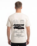Porsche 911 GT3 R T-Shirt Vintage White – Rückseite mit Blueprint-Backprint
