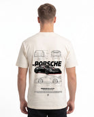 Porsche 911 GT3 R T-Shirt Vintage White – Rückseite mit Blueprint-Backprint