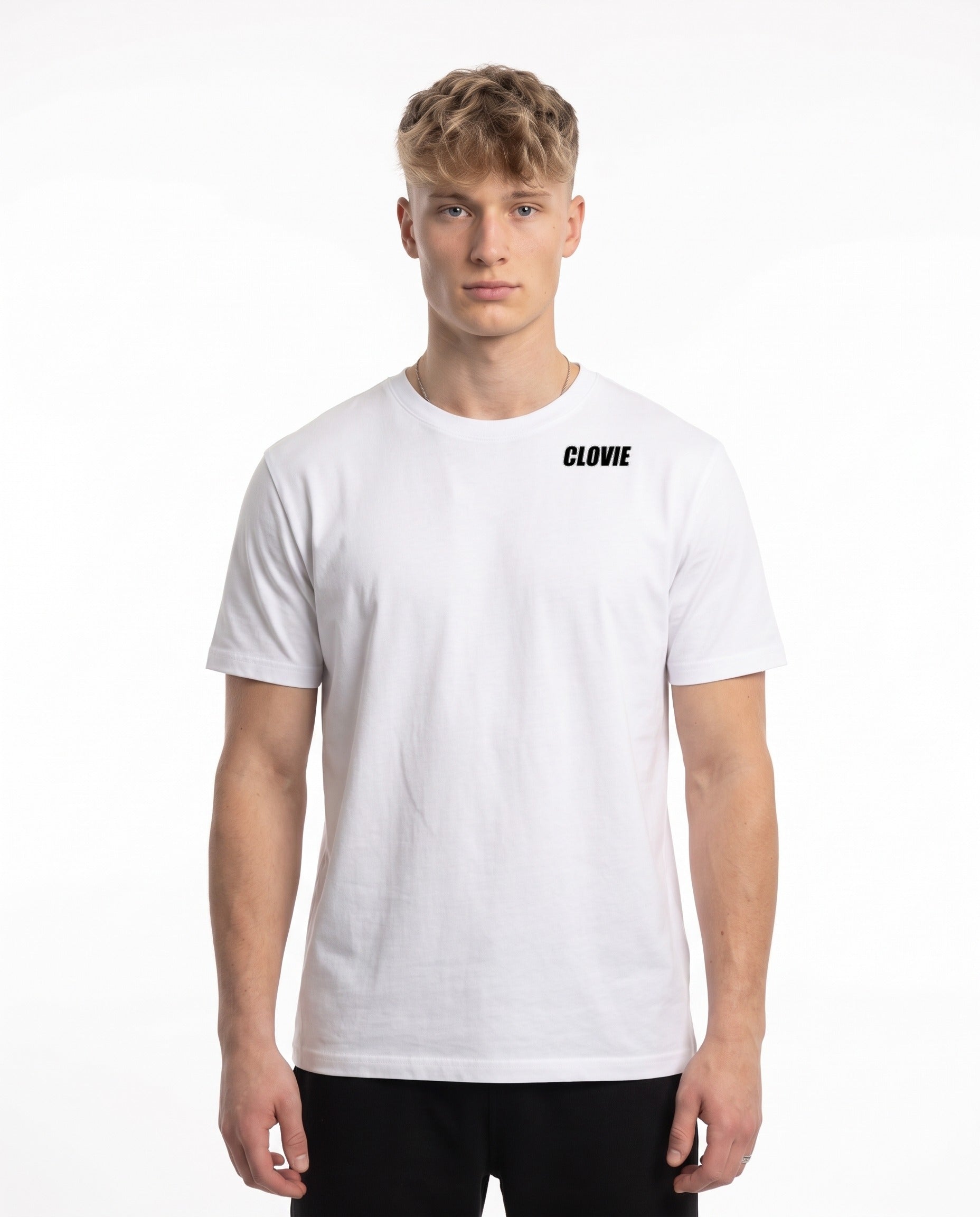 Porsche 911 GT3 R T-Shirt White – Vorderseite mit CLOVIE-Logo